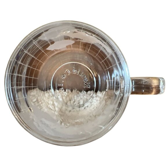 Vintage Nestle World Globe Etched Clear Glass Coffee Mug Tea Cup 1970s - Picture 3 of 5